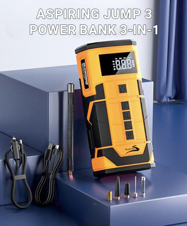 Aspiring Jump 3 Power bank 3-in-1 with inflator, wireless and cord