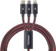 Кабель 3 в 1 Proda USB - Apple Lightning - type-C - Micro USB PD-B65TH-RD 1,2 м