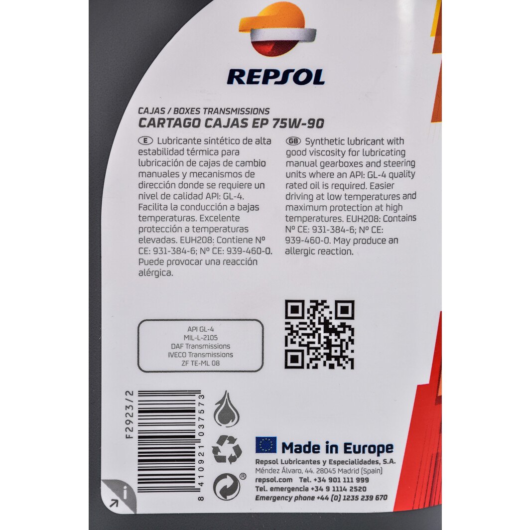 Repsol Cartago Cajas EP GL-4 75W-90 (1 л) трансмиссионное масло 1 л