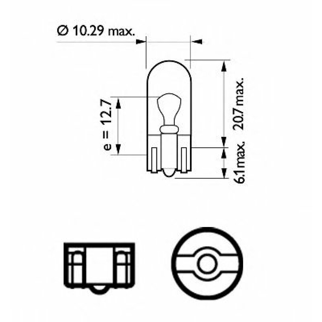 Автолампа Philips Vision W5W W2,1x9,5d 5 W 12961B2