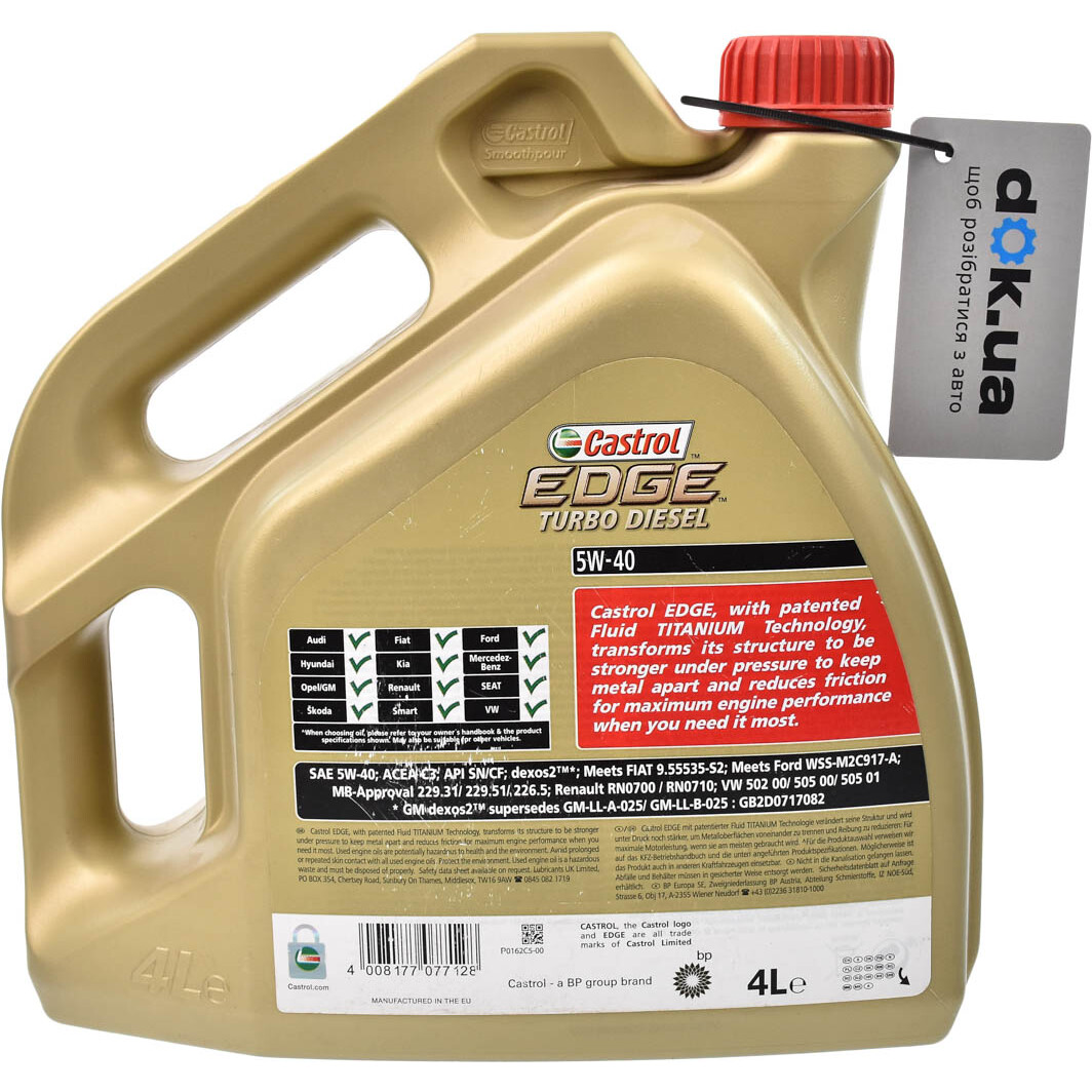 Моторна олива Castrol EDGE Turbo Diesel 5W-40 4 л на Alfa Romeo Giulietta