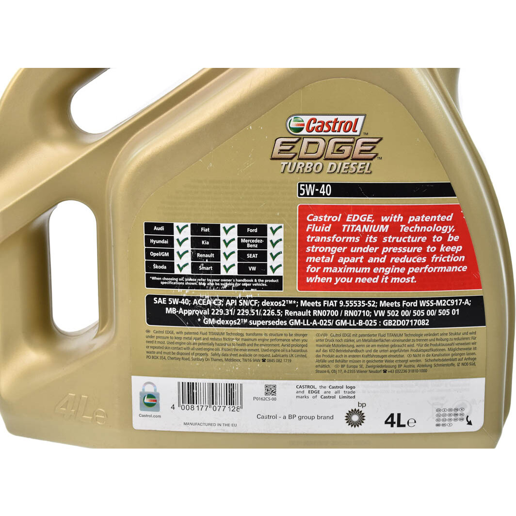 Моторна олива Castrol EDGE Turbo Diesel 5W-40 4 л на Alfa Romeo Giulietta