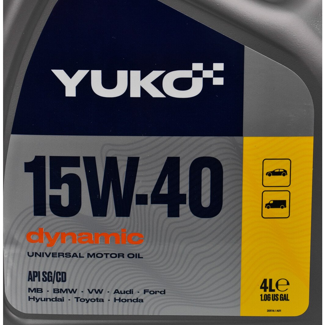 Моторное масло Yuko Dynamic 15W-40 4 л на Opel Tigra