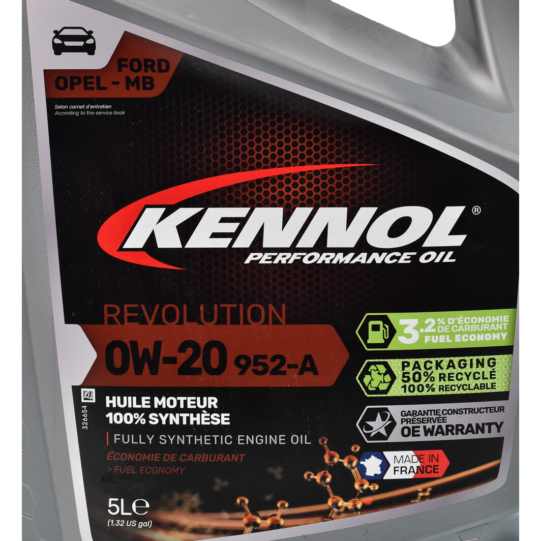 Моторное масло Kennol Revolution 952-A 0W-20 на Toyota IQ