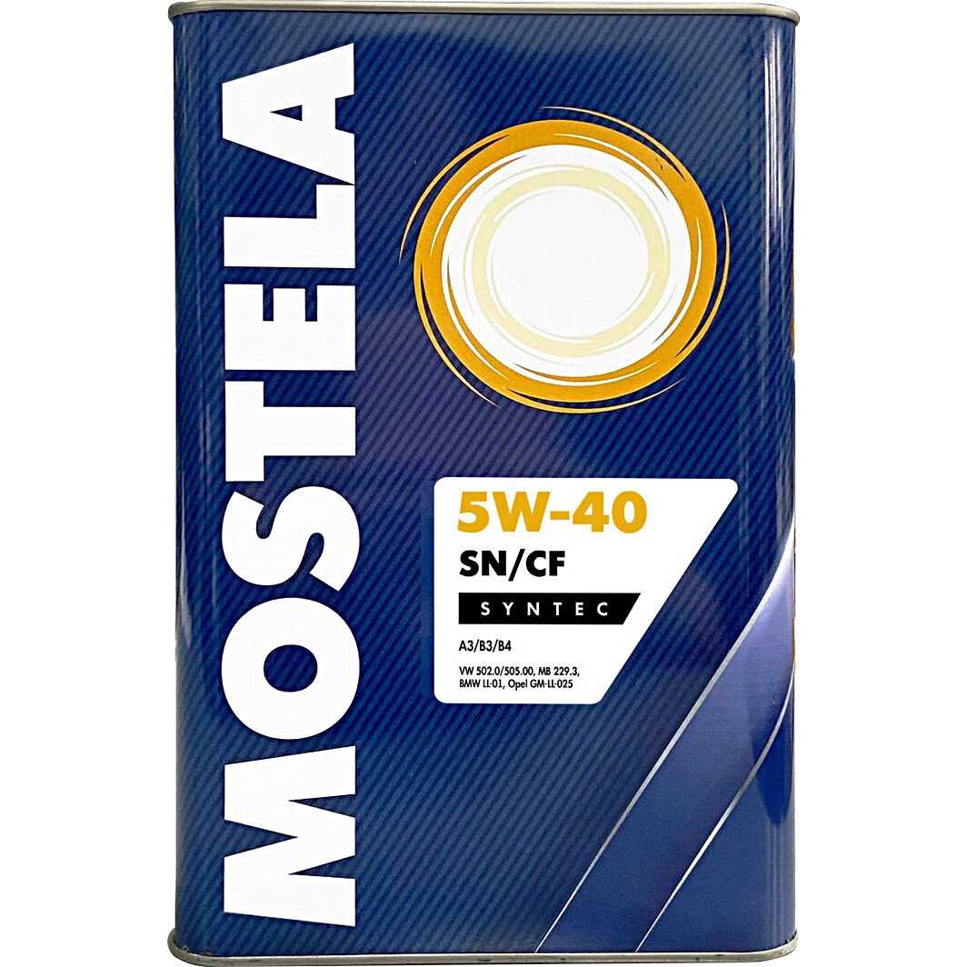 Моторна олива Mostela Syntec 5W-40 3,78 л на Hyundai Sonata