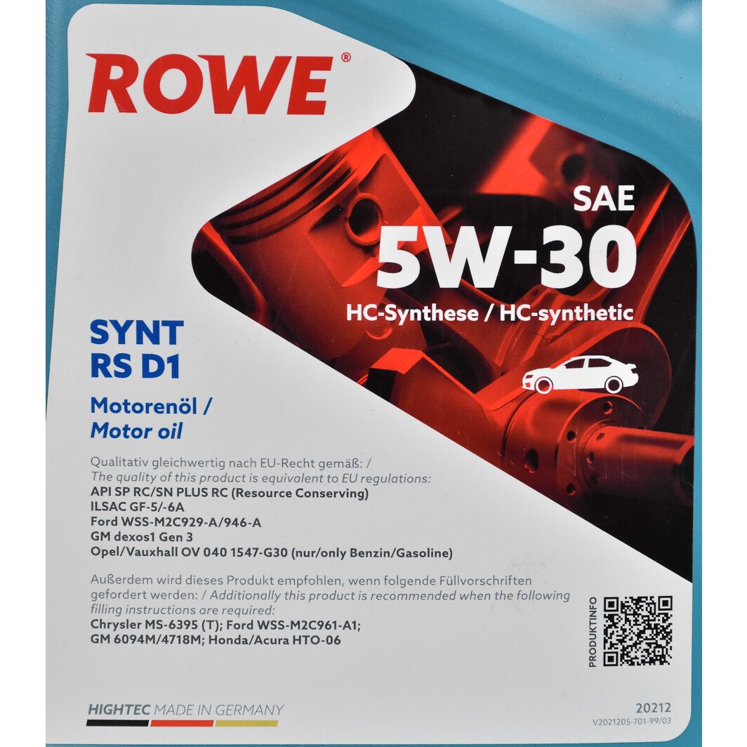 Моторна олива Rowe Synt RS D1 5W-30 5 л на Volkswagen CC