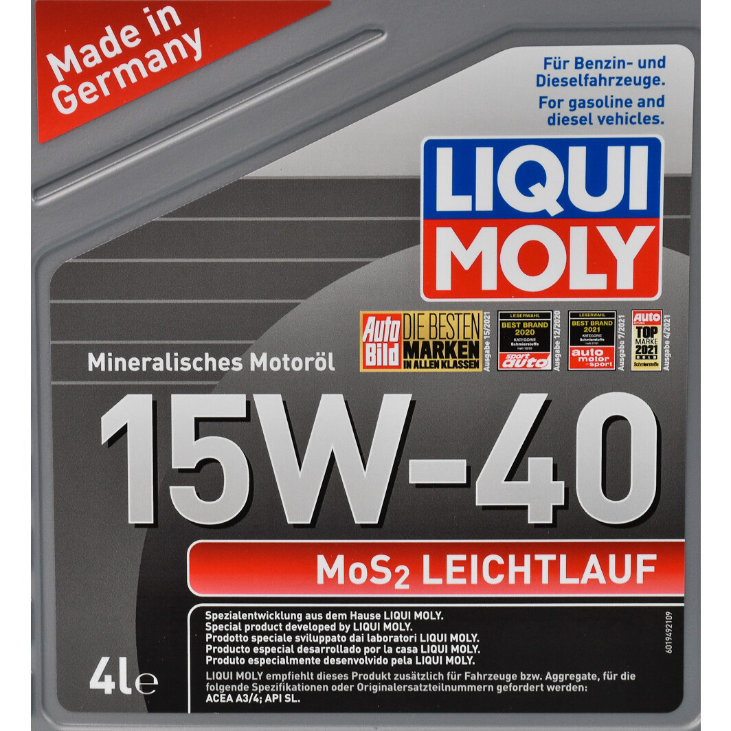 Моторное масло Liqui Moly MoS2 Leichtlauf 15W-40 4 л на Mercedes 190
