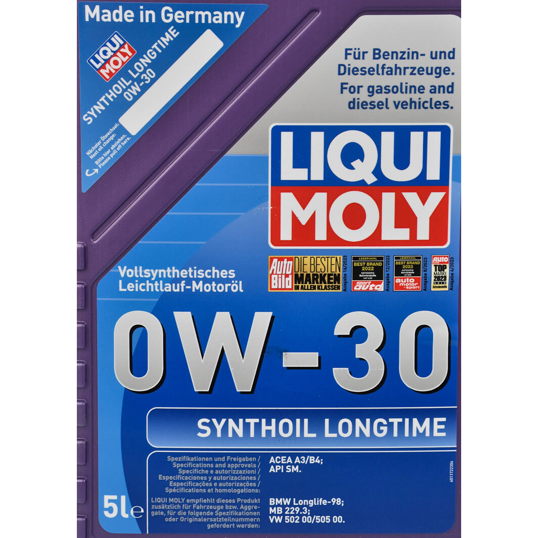 Моторное масло Liqui Moly Synthoil Longtime 0W-30 5 л на Fiat 500