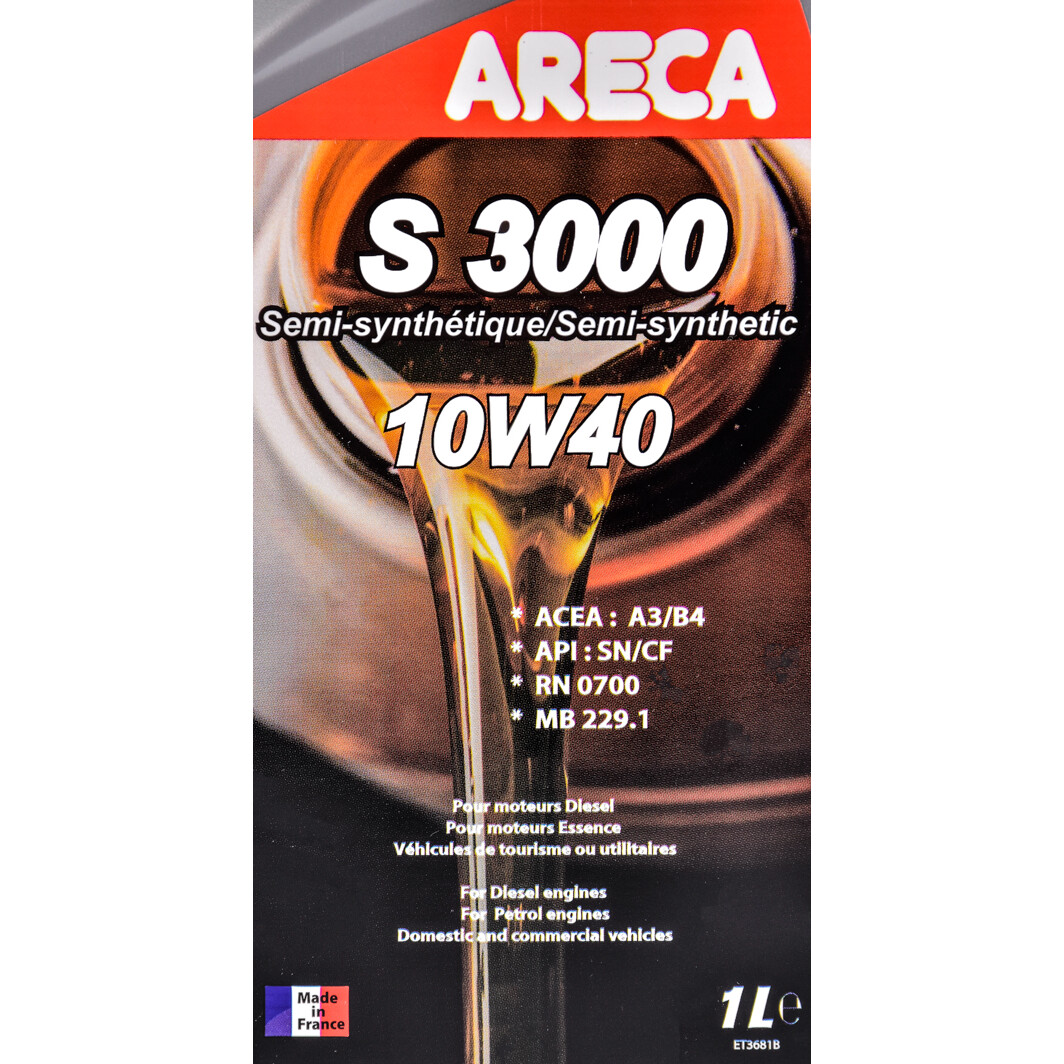 Моторна олива Areca S3000 10W-40 1 л на Renault 21