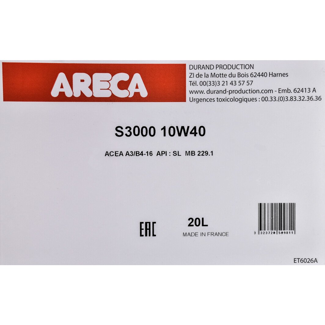 Моторное масло Areca S3000 10W-40 20 л на Lexus RC
