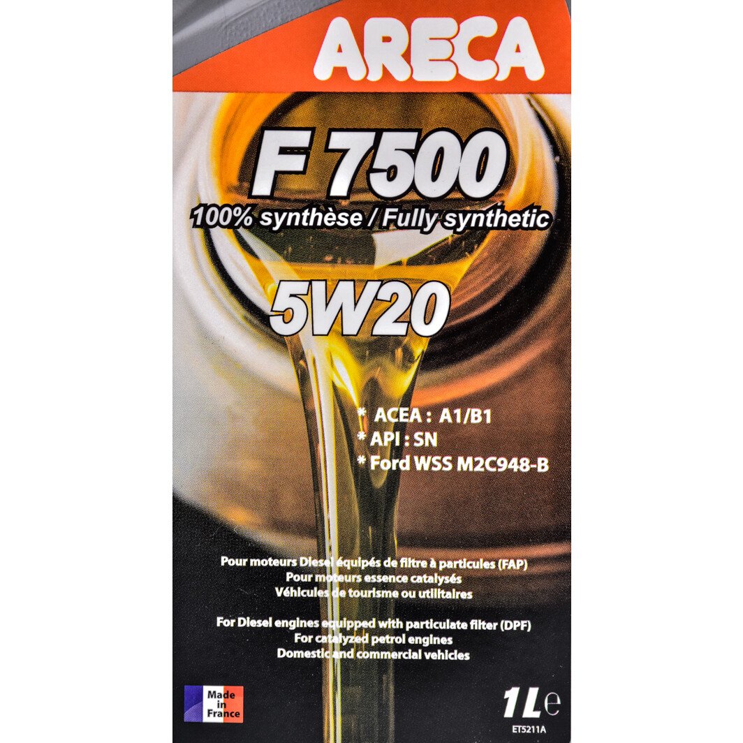 Моторна олива Areca F7500 5W-20 1 л на Chevrolet Camaro