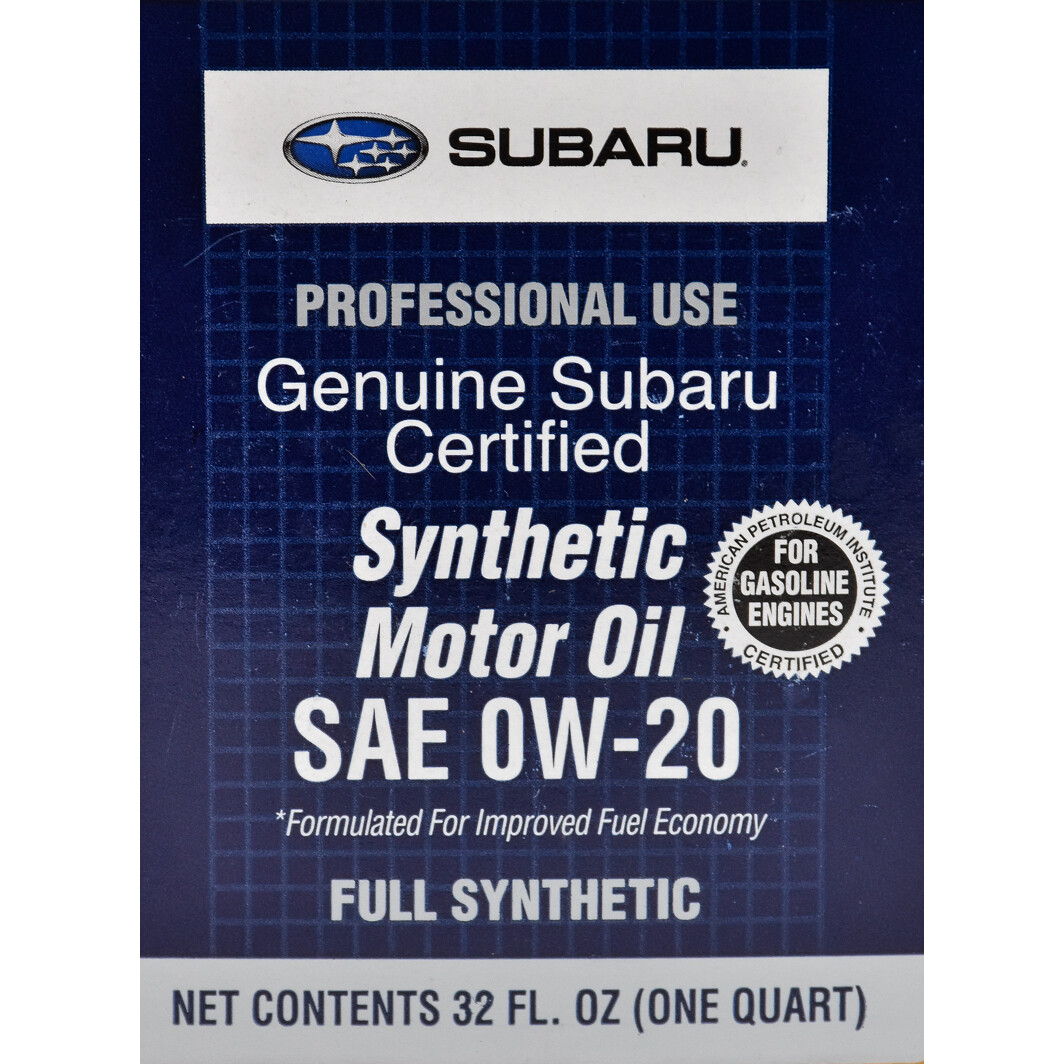 Моторна олива Subaru Synthetic Motor Oil 0W-20 0,95 л на Toyota Carina