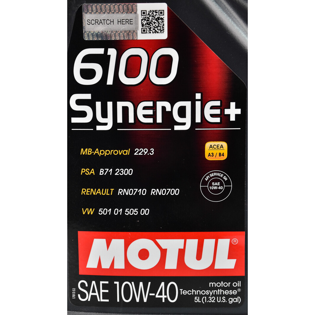 Моторна олива Motul 6100 Synergie+ 10W-40 5 л на Hyundai Tucson