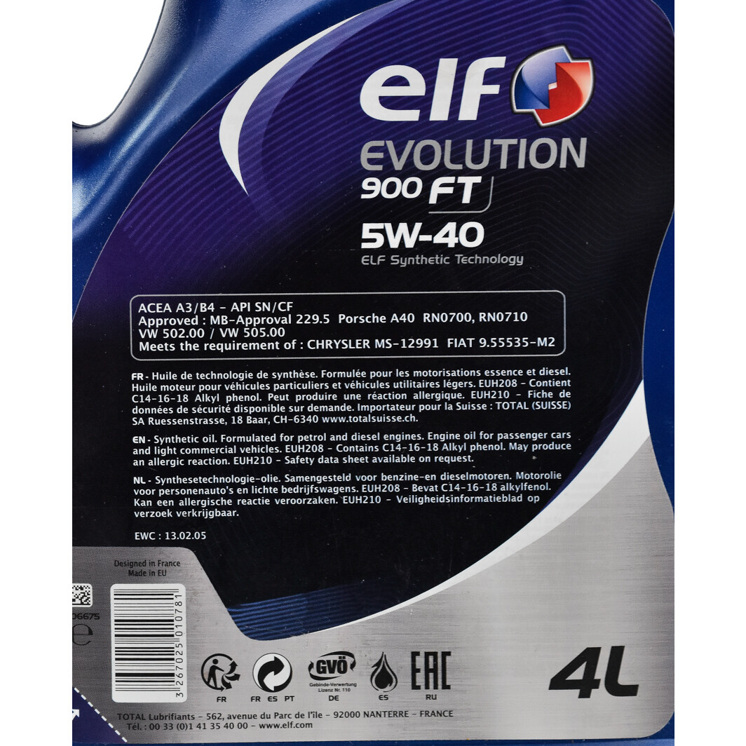 Моторна олива Elf Evolution 900 FT 5W-40 4 л на Mitsubishi L300