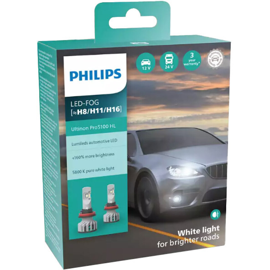 Автолампа Philips Ultinon Pro5100 H8 / H11 / H16 PGJ19-1/2/3 9 W 11366U51X2