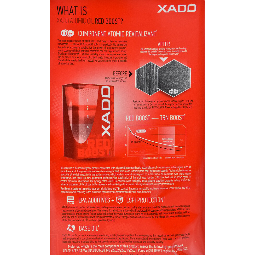 Моторна олива Xado Atomic Oil 504/507 Red Boost 5W-30 4 л на Citroen BX