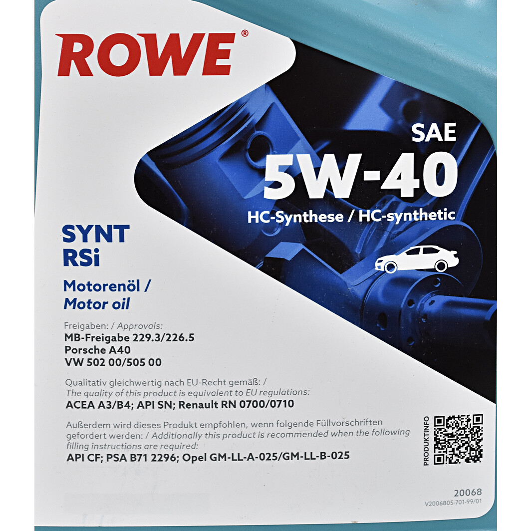 Моторна олива Rowe Synt RSi 5W-40 5 л на Mazda MPV