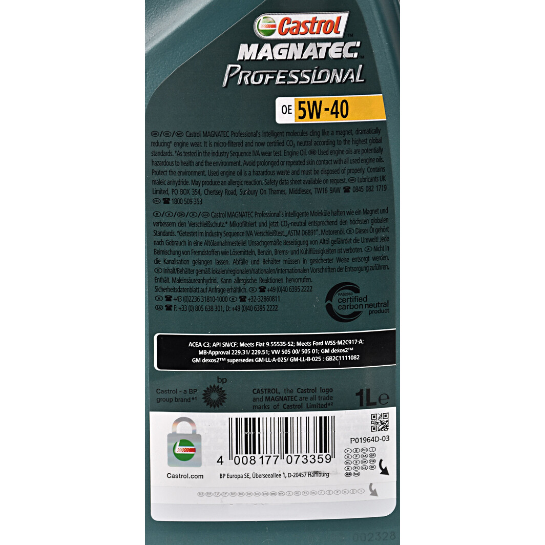 Моторна олива Castrol Professional Magnatec OE 5W-40 1 л на Mitsubishi Mirage