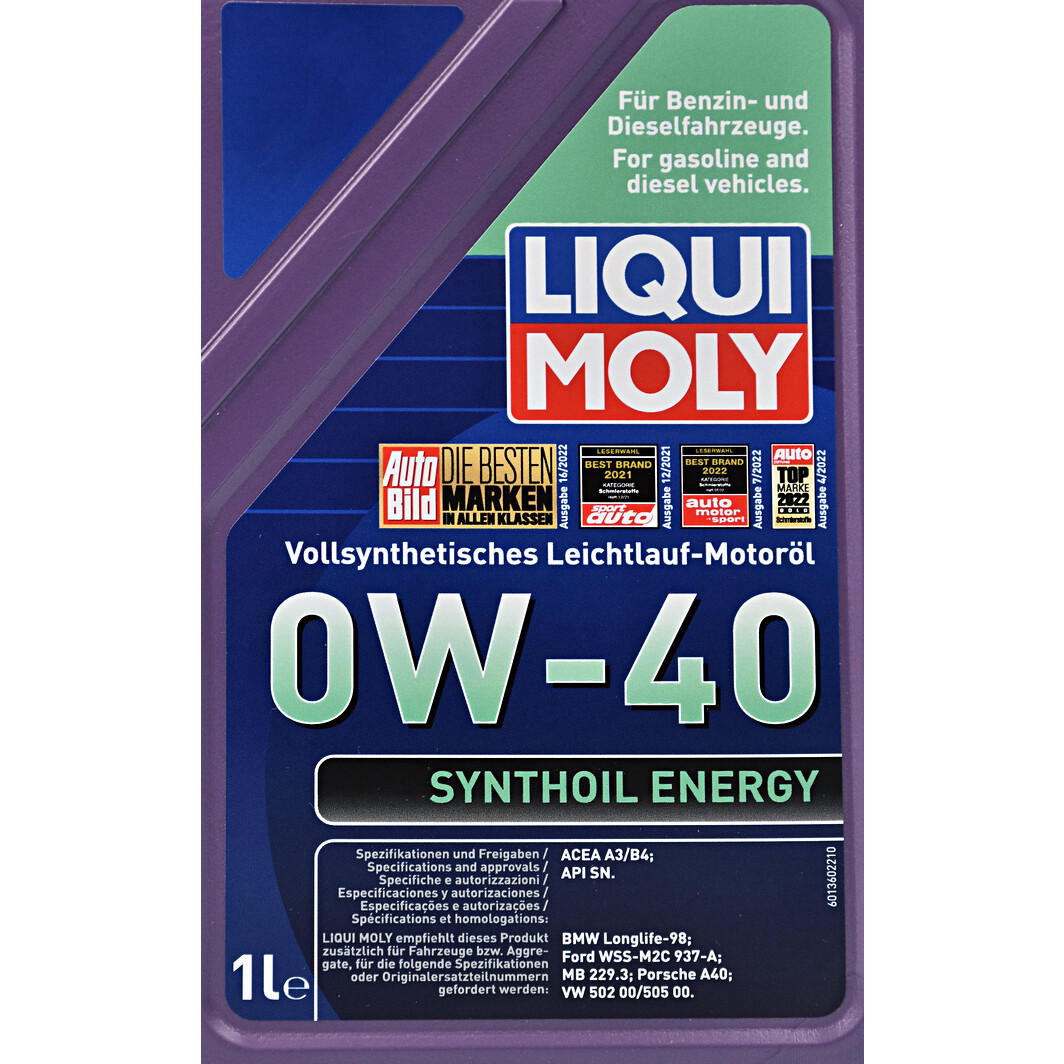 Моторна олива Liqui Moly Synthoil Energy 0W-40 1 л на Chevrolet Evanda