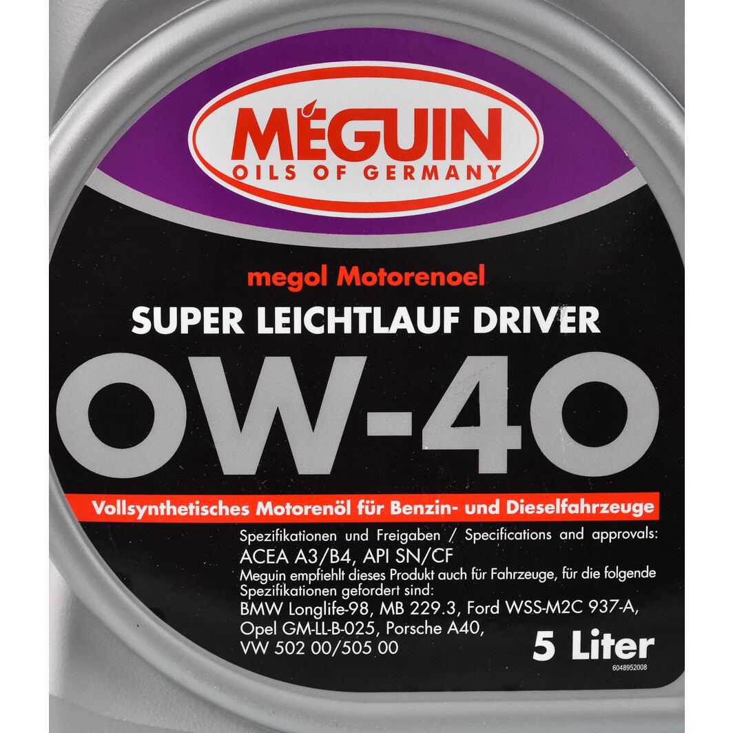 Моторна олива Meguin Super Leichtlauf Driver 0W-40 5 л на Kia Rio