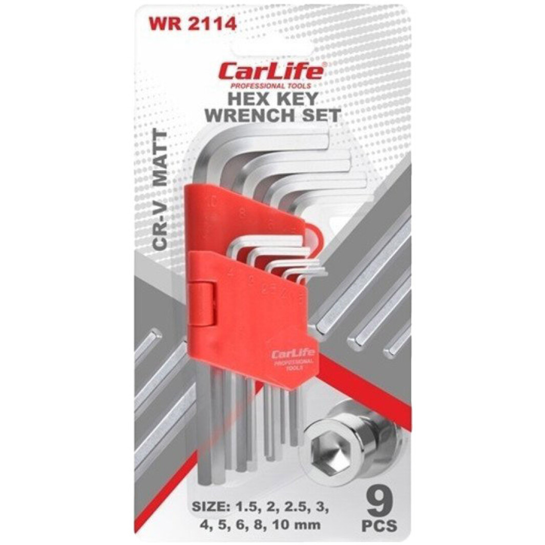 Набір ключів шестигранних Carlife WR2114 1,5-10 мм 9 шт