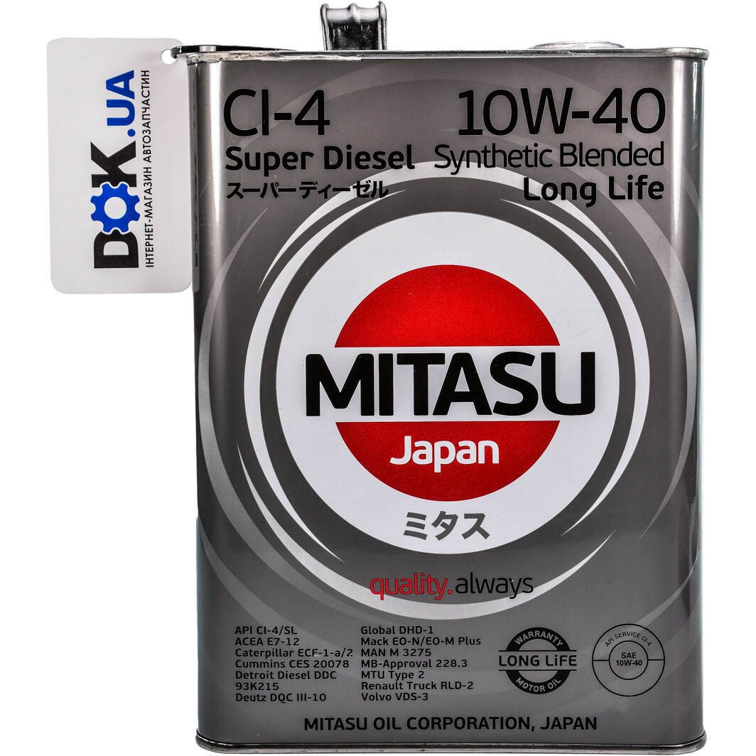 Моторное масло Mitasu Super LL Diesel CI-4 10W-40 4 л на Dodge Caliber