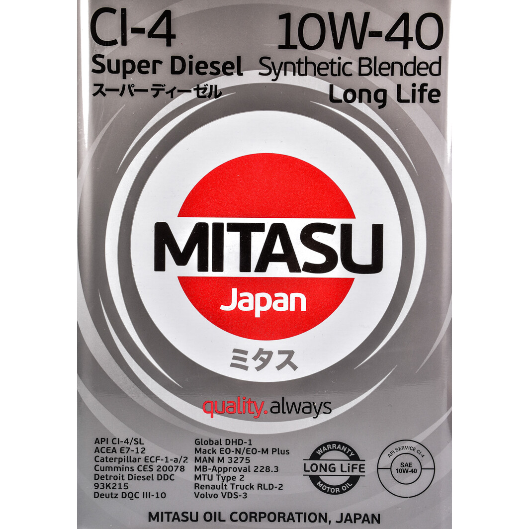 Моторное масло Mitasu Super LL Diesel CI-4 10W-40 4 л на Dodge Caliber