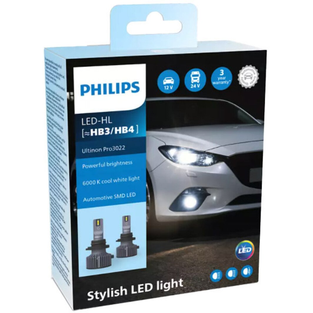 Автолампа Philips Ultinon Pro3022 HB3 / HB4 P20d/P22d 20 W 11005U3022X2