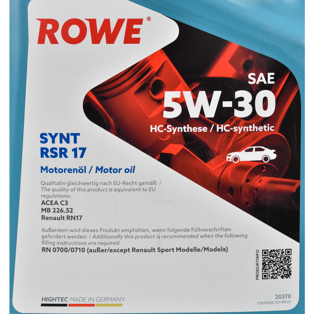 Моторна олива Rowe Synt RSR 17 5W-30 5 л на Hyundai Tucson