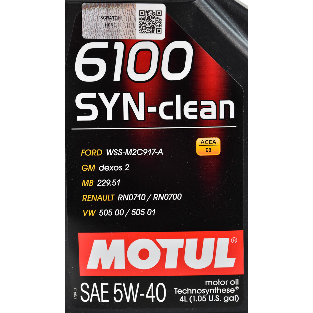 Моторное масло Motul 6100 Syn-Clean 5W-40 4 л на Opel Kadett
