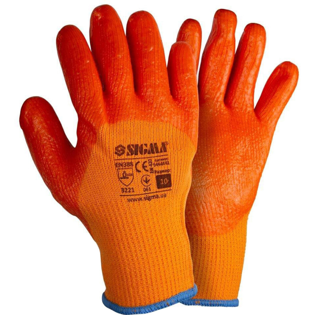 Рукавички робочі Sigma трикотажні з покриттям ПВХ помаранчеві, XL 10