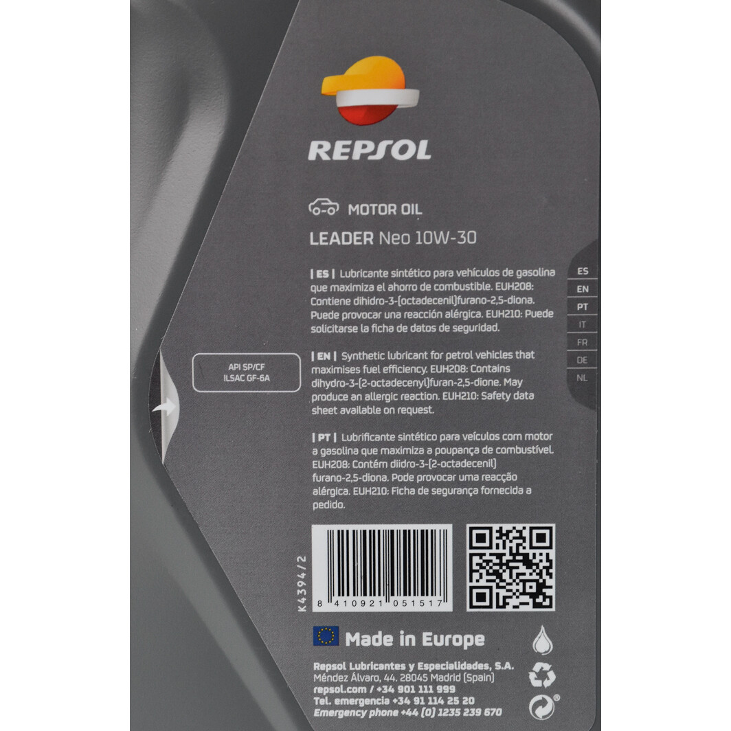 Моторное масло Repsol Leader NEO 10W-30 1 л на Volkswagen Taro