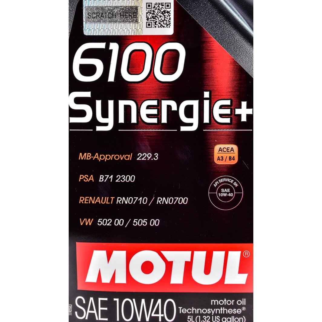Моторна олива Motul 6100 Synergie+ 5W-30 4 л на Renault Trafic