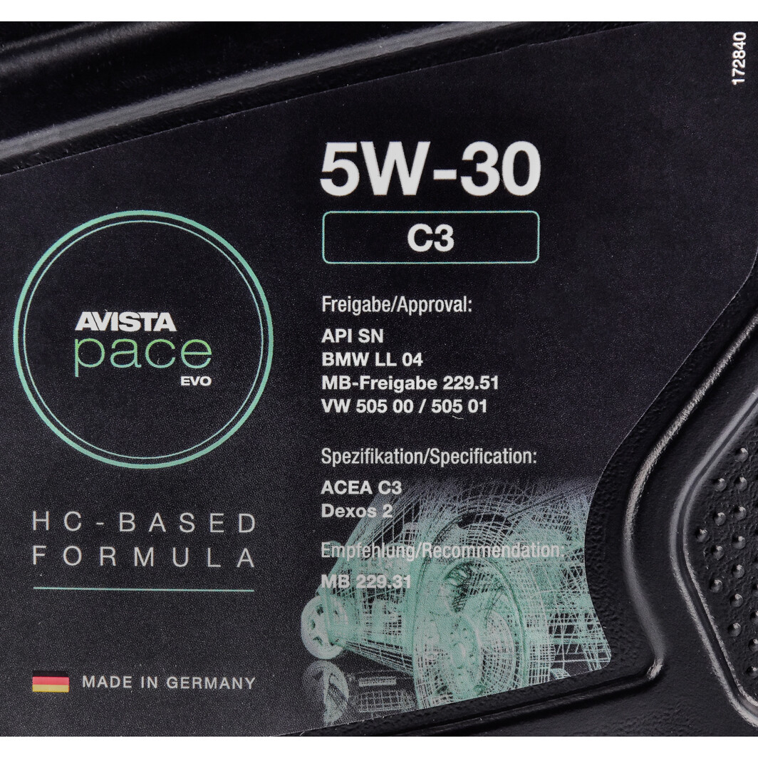 Моторна олива AVISTA Pace EVO C3 5W-30 1 л на Mercedes T2