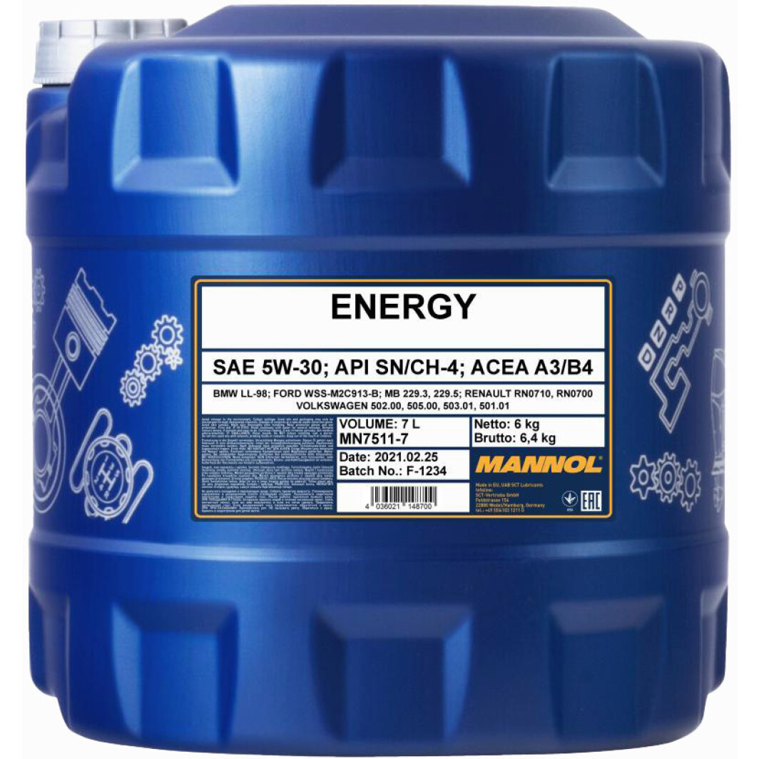 Моторна олива Mannol Energy 5W-30 7 л на Daewoo Lanos