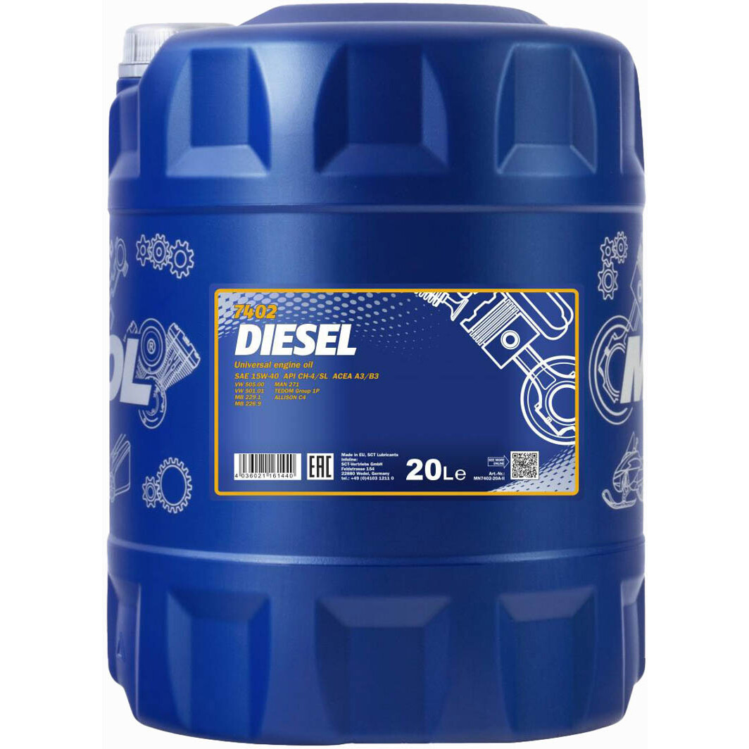 Моторное масло Mannol Diesel 15W-40 20 л на Nissan NV200