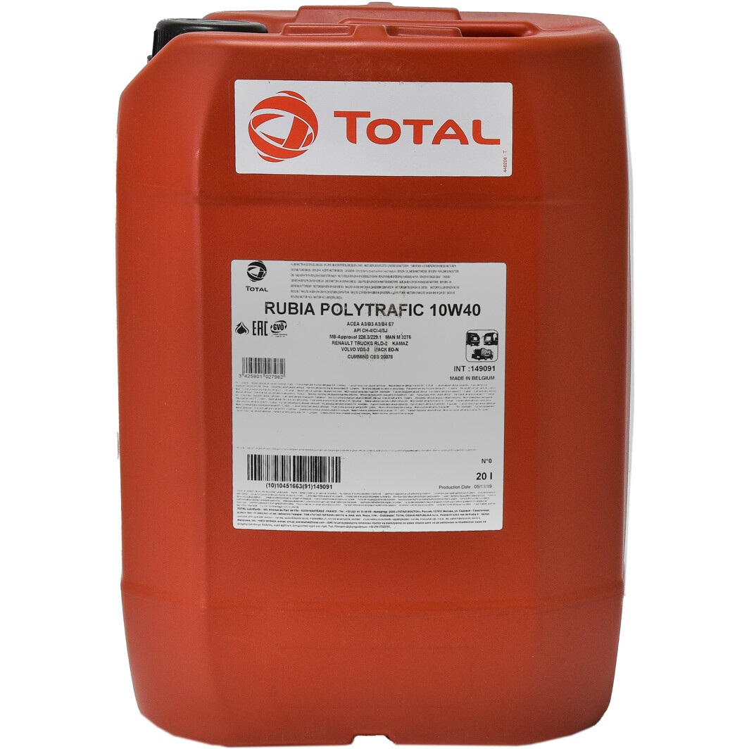 Моторное масло Total Rubia Politrafic 10W-40 20 л на Nissan Kubistar