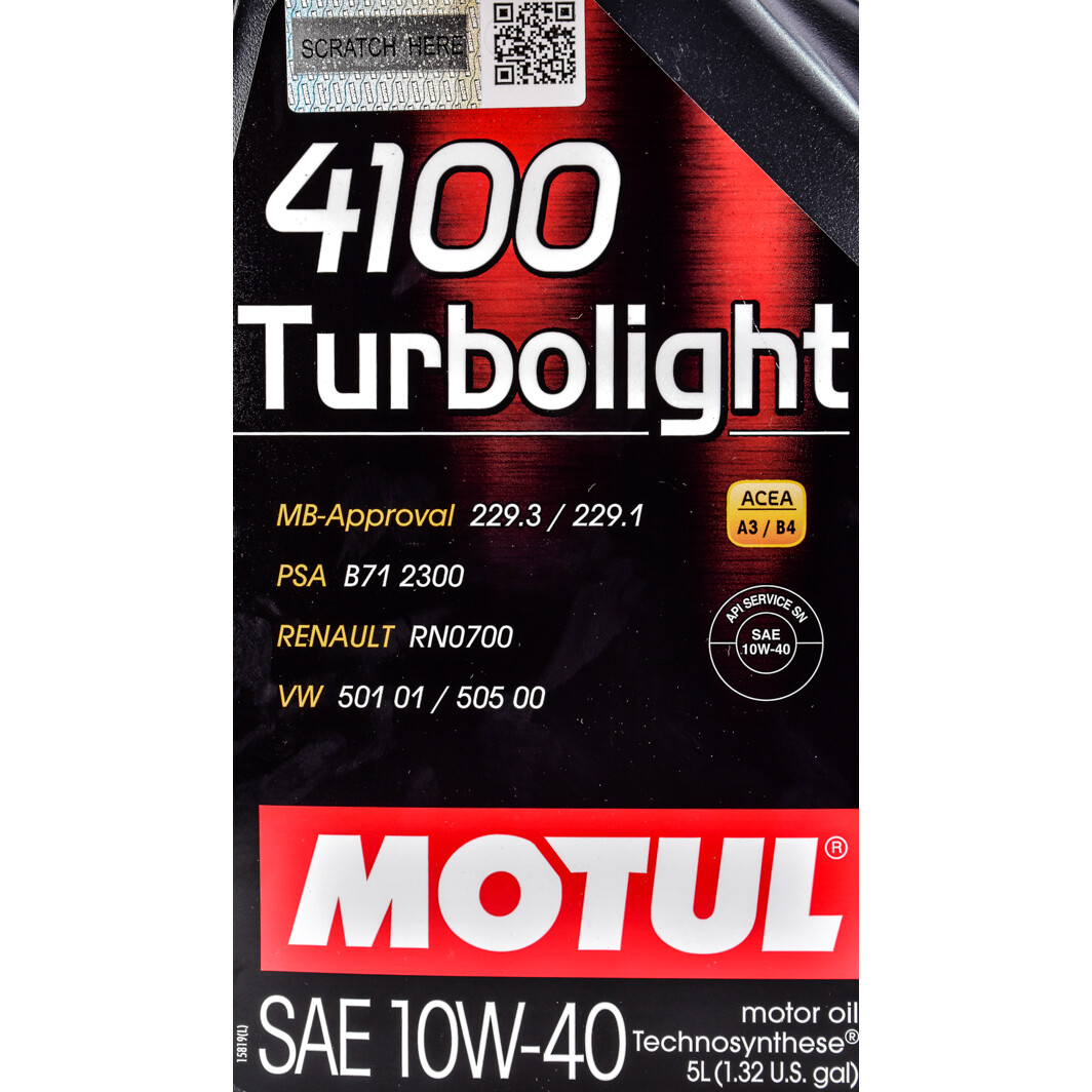Моторна олива Motul 4100 Turbolight 10W-40 5 л на Ford Mustang