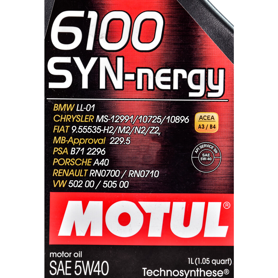 Моторное масло Motul 6100 SYN-nergy 5W-40 1 л на Fiat Fiorino