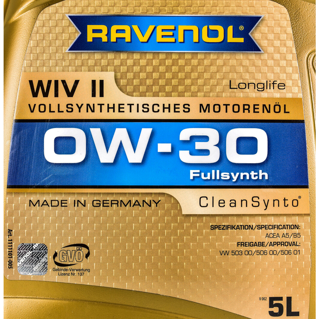 Моторное масло Ravenol WIV ІІ 0W-30 5 л на Renault 21