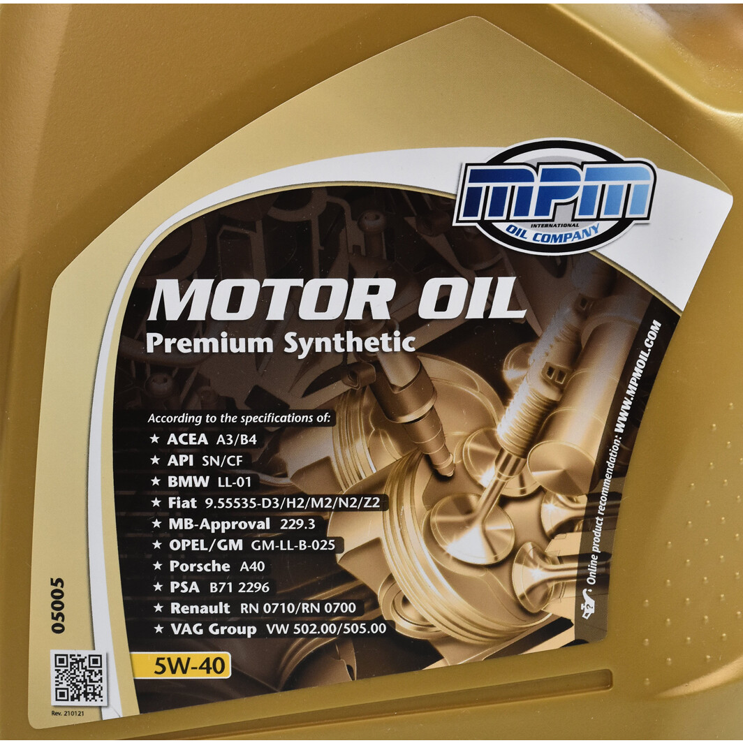 Моторное масло MPM Premium Synthetic 5W-40 5 л на Chevrolet Lumina