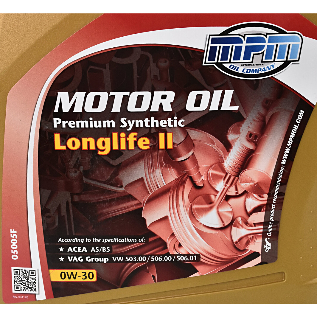 Моторна олива MPM Premium Synthetic LongLife II 0W-30 5 л на Chevrolet Cobalt