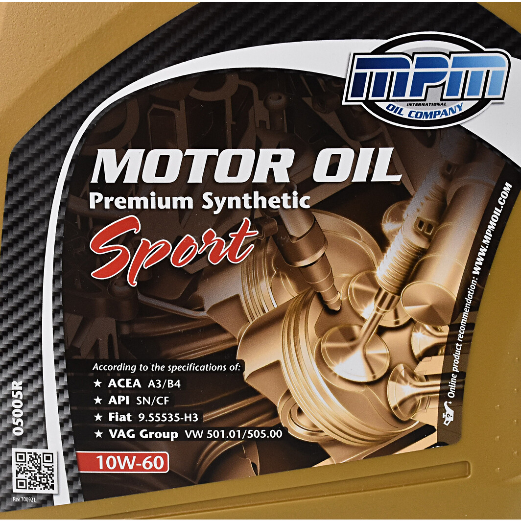 Моторна олива MPM Premium Synthetic Sport 10W-60 5 л на Peugeot 308