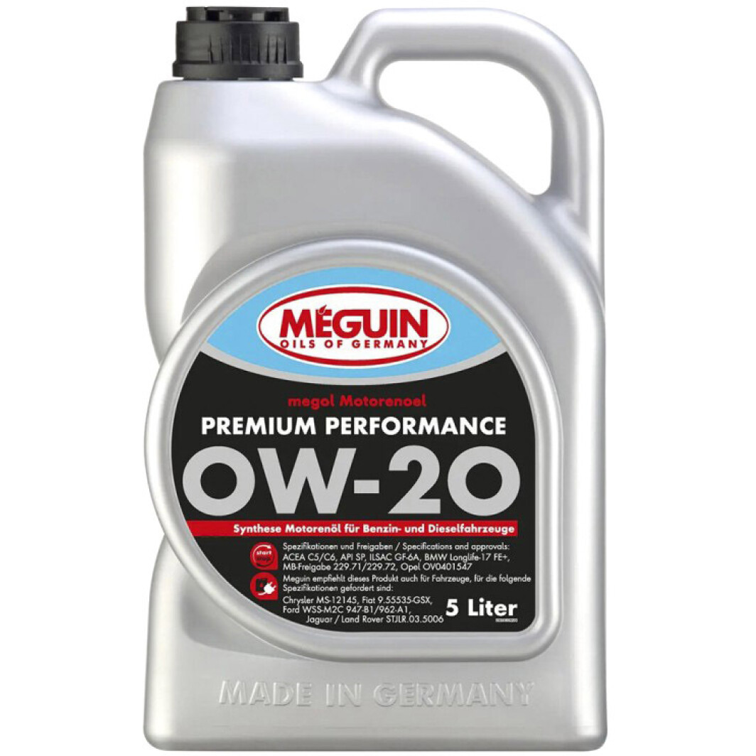 Моторное масло Meguin Motorenoel Premium Performance 0W-20 5 л на Toyota RAV4