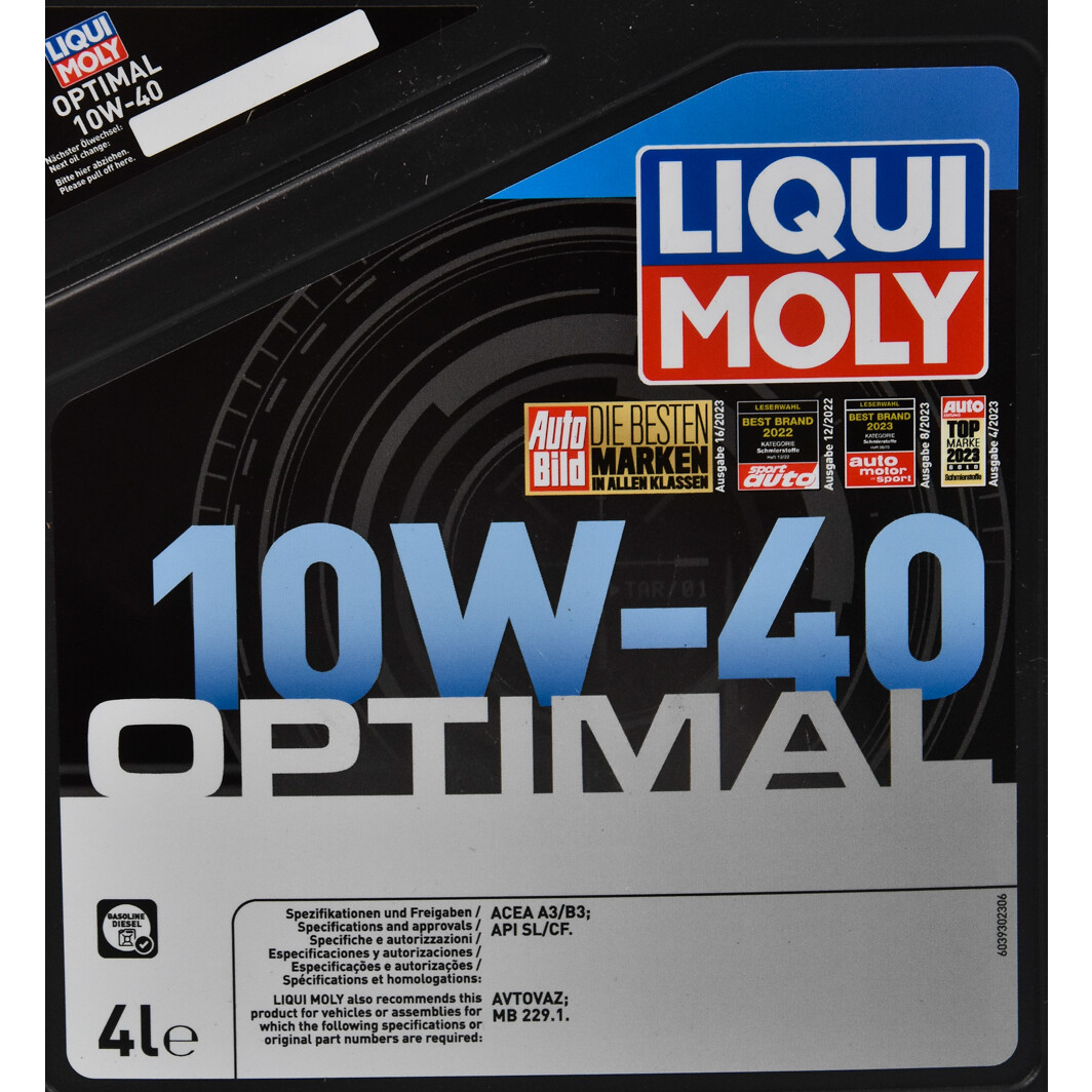 Моторна олива Liqui Moly Optimal 10W-40 4 л на Chevrolet Astra