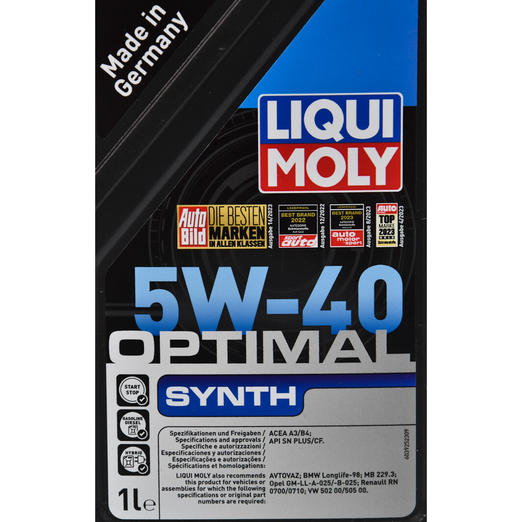 Моторное масло Liqui Moly Optimal Synth 5W-40 1 л на Volvo V60