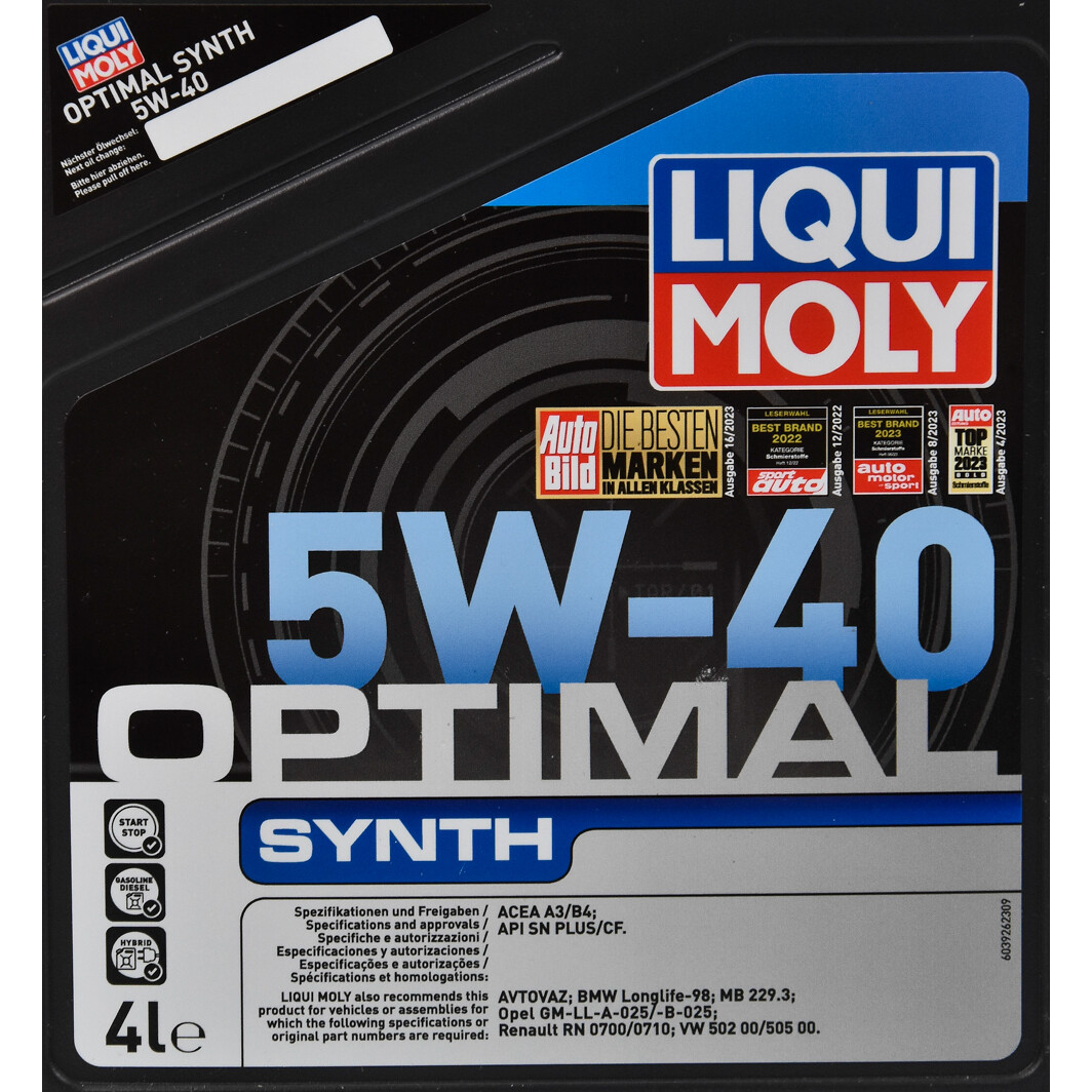 Моторное масло Liqui Moly Optimal Synth 5W-40 4 л на Toyota Hilux