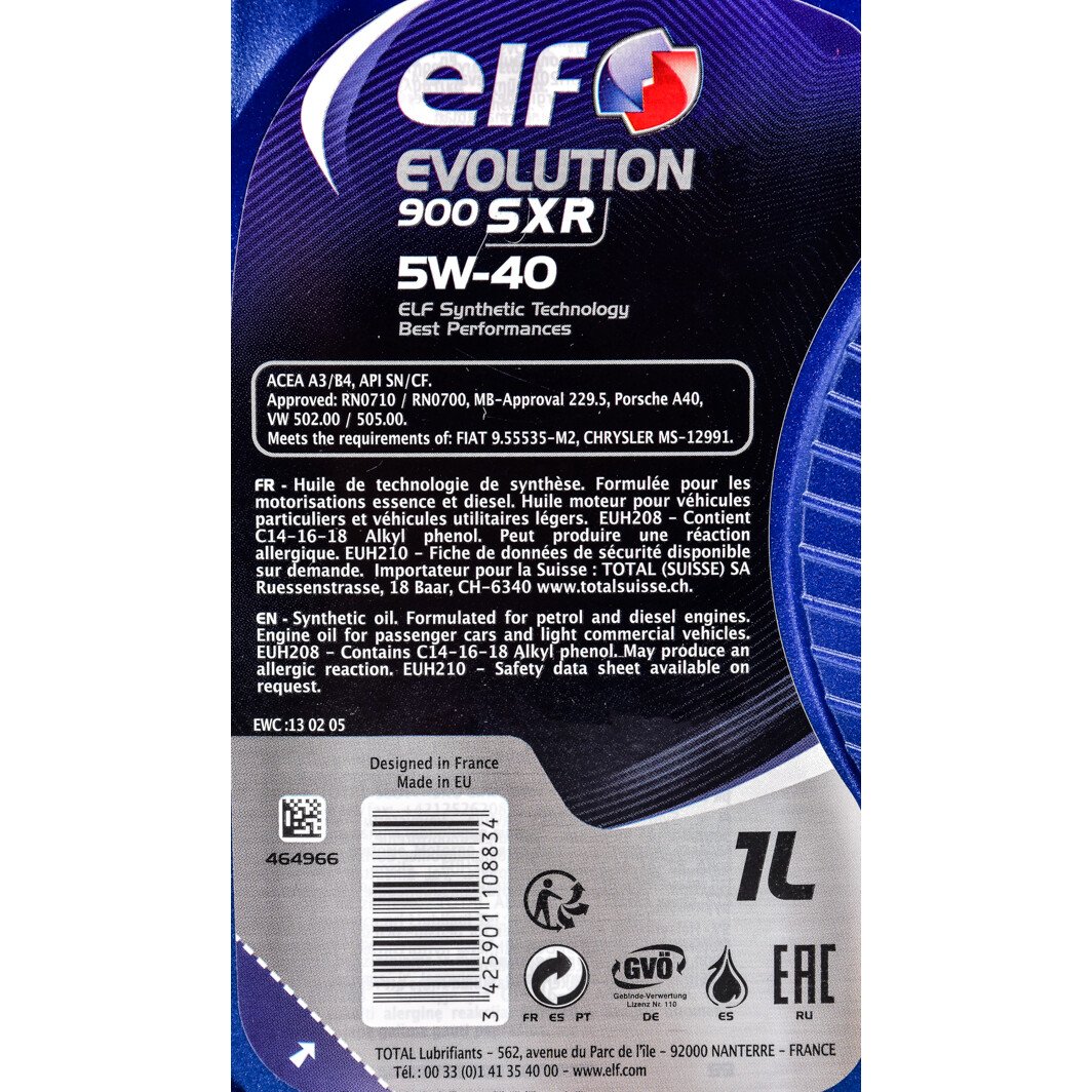 Моторное масло Elf Evolution 900 SXR 5W-40 1 л на Mazda MX-5