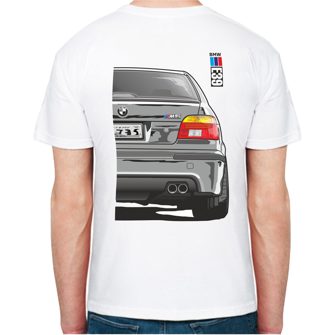 Футболка чоловіча Avtolife класична BMW E39 MotorSport ver2 White біла принт ззаду XXL