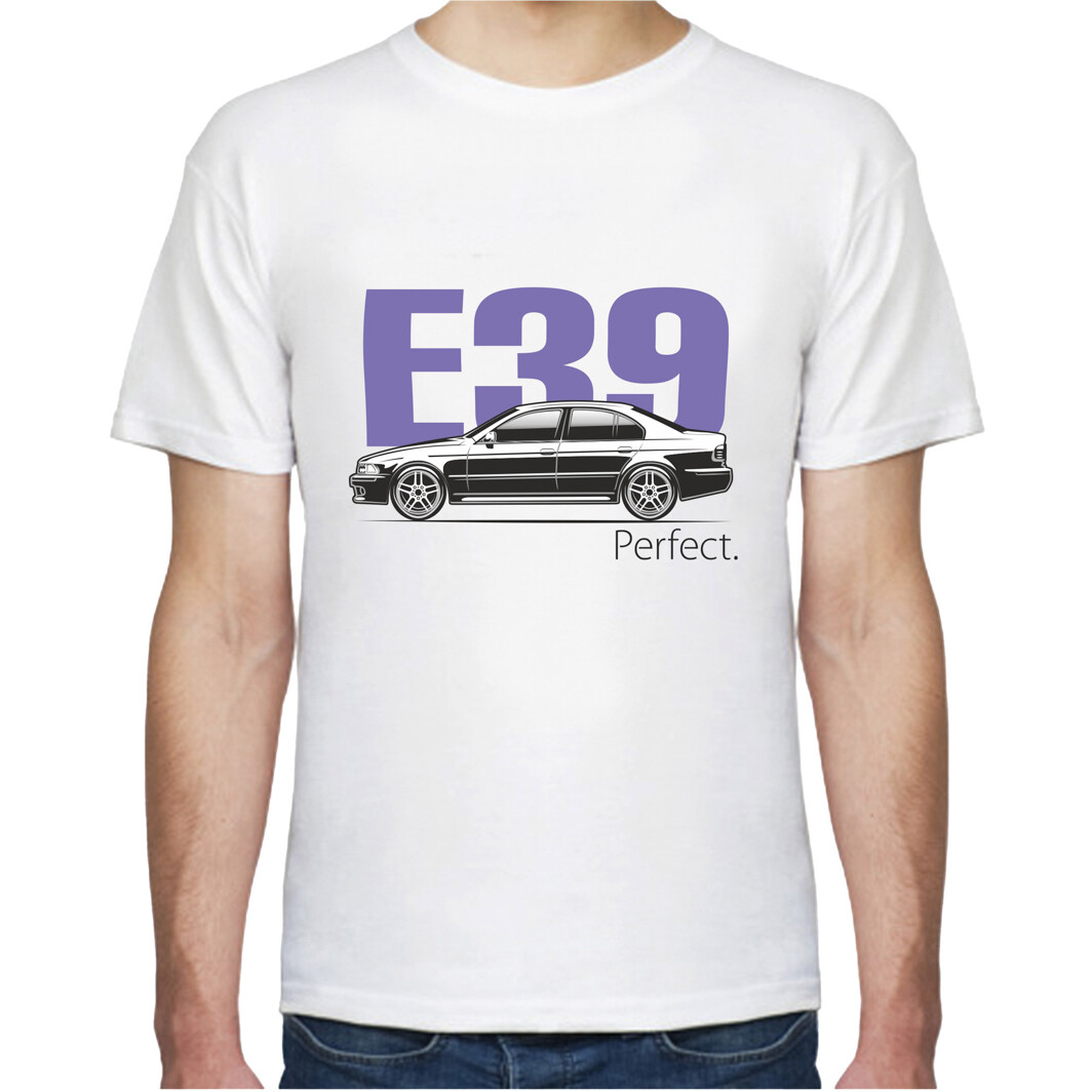 Футболка чоловіча Avtolife класична BMW E39 Perfect Violet біла принт спереду M